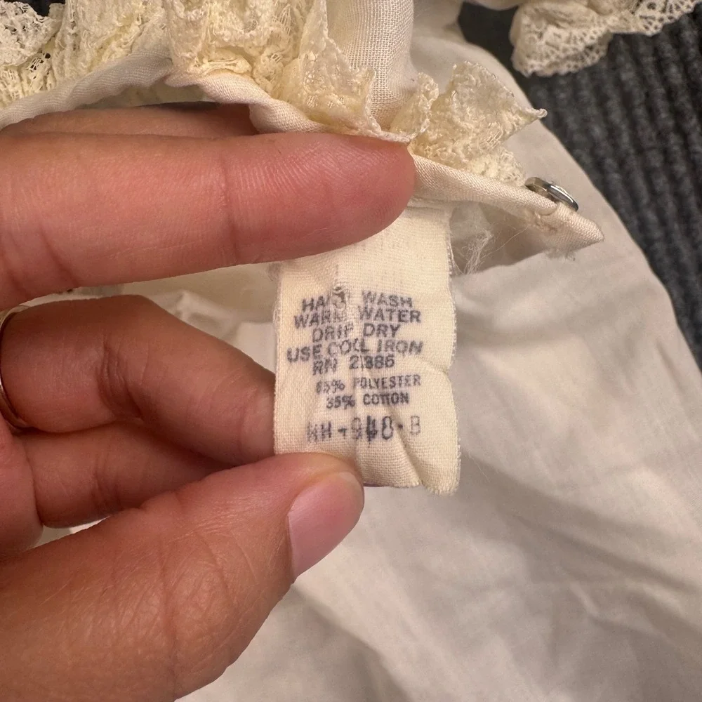 Vintage Off White Eyelet Lace Christening Gown Baptism‎ Dress Infant Baby  965